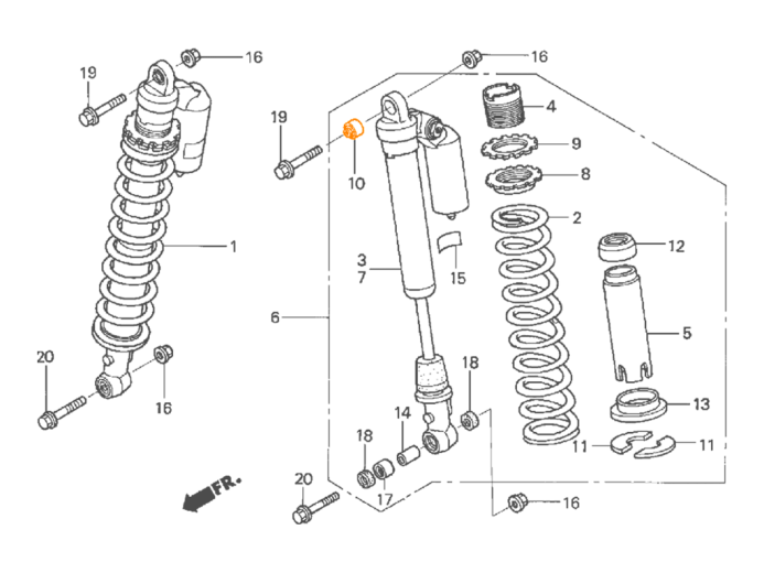 HONDA Gyro Canopy Сайлентблок крепления заднего амортизатора 52451-GAG-750