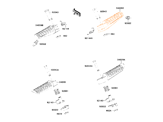 KAWASAKI Подножка правая пассажирская 34028-1491