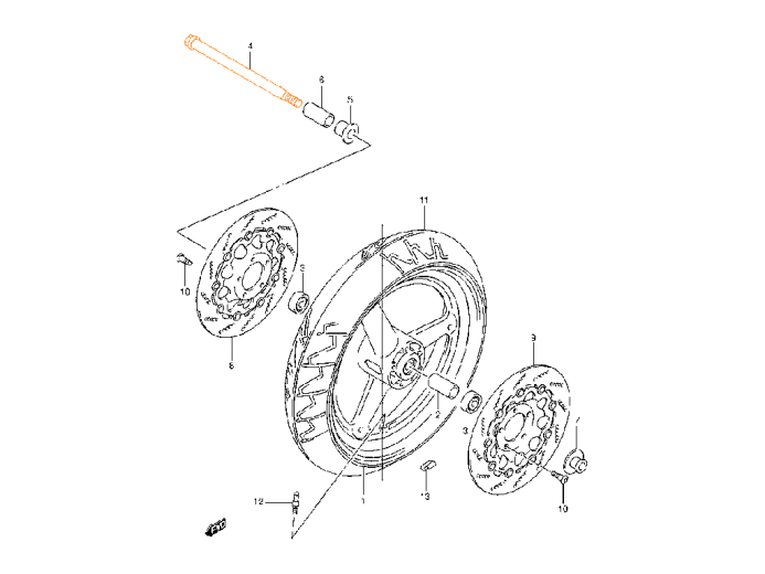 SUZUKI Ось переднего колеса 54711-07F00