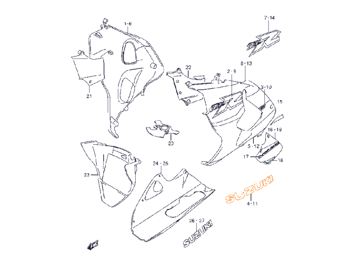 SUZUKI TL1000R Эмблема 68191-02FB0-1LF