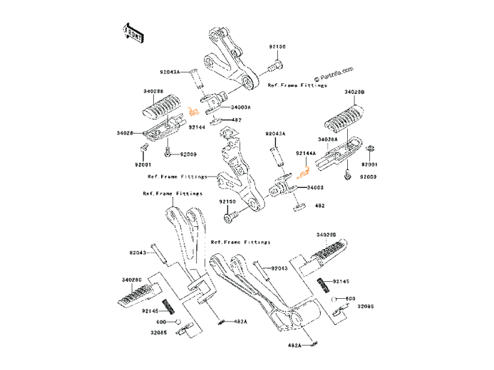 KAWASAKI Пружина подножки 92144-1567