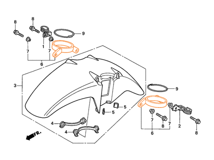 HONDA Кронштейн переднего крыла 61105-MR7-010