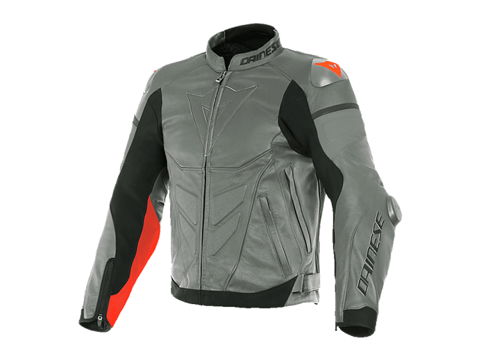 Мотокуртка кожаная DAINESE SUPER RACE 89C CHARCOAL-GRAY/CH.-GRAY/FLUO-RED 48