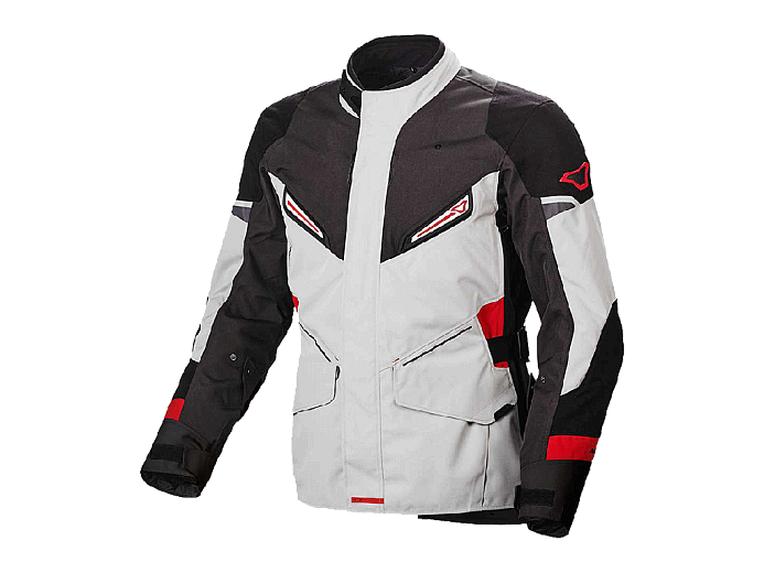 Мотокуртка MACNA SONAR ткань черно-серая с красной полоской XXL
