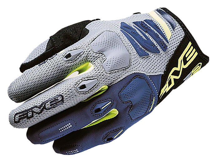 Мотоперчатки кроссовые FIVE E2 grey fluo yellow 10/L