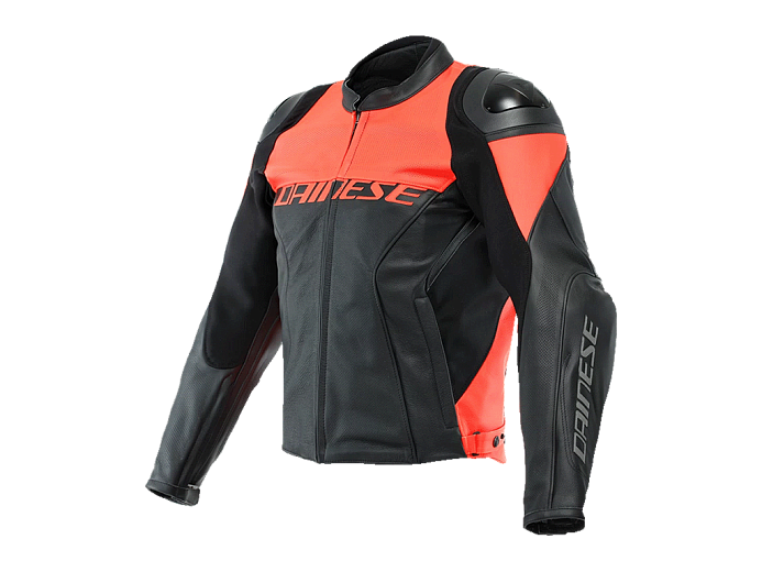 Мотокуртка кожаная DAINESE RACING 4 628 BLACK/FLUO-RED перфорированная 54