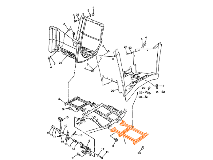 HISUN HS500ATV Подрамник подножки (L) 5416A-107D-0000
