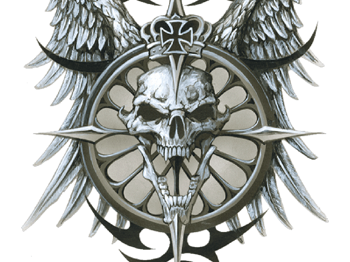 LETHAL THREAT Наклейка WINGED TRIBAL SKULL 18*13IN