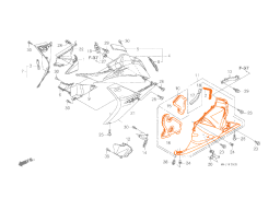 HONDA CBR600RR 09-11 Левый обтекатель 64450-MFJ-J40ZA