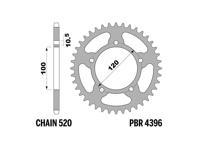 PBR Звезда задняя    4396-47   (сталь) 