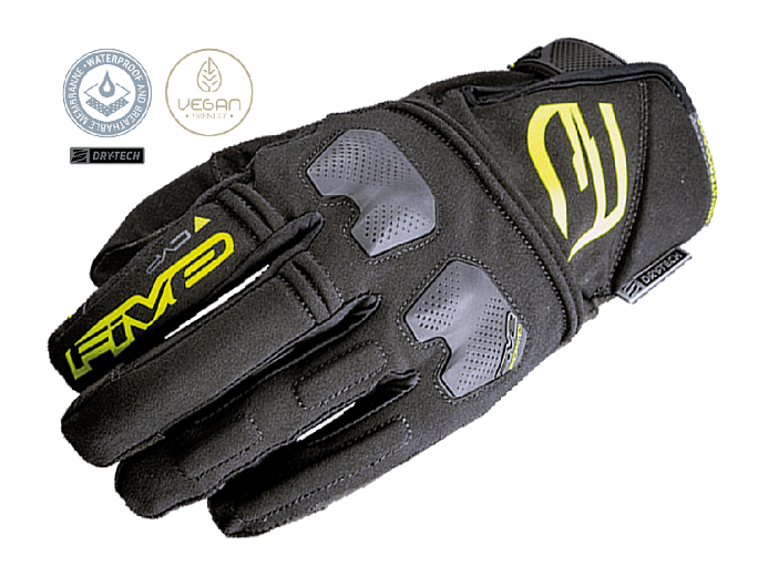 Мотоперчатки кроссовые FIVE E WP black/fluoyellow 10/L