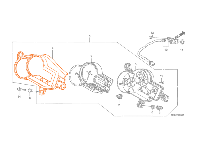 HONDA VTR1000F2 01-06 Накладка приборной панели / очки 37101-MBB-D42