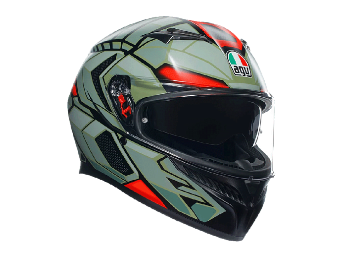 Мотошлем AGV K-3 E2206 DECEPT MATT BLACK/GREEN/RED L