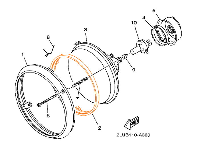 YAMAHA Монтажное кольцо фары 5Y3-84395-00