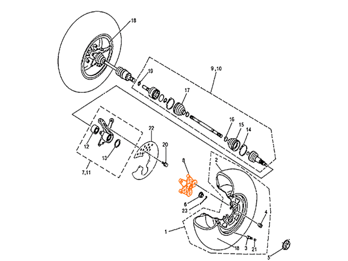 HISUN HS700ATV Ступица передняя 62310-107-0000