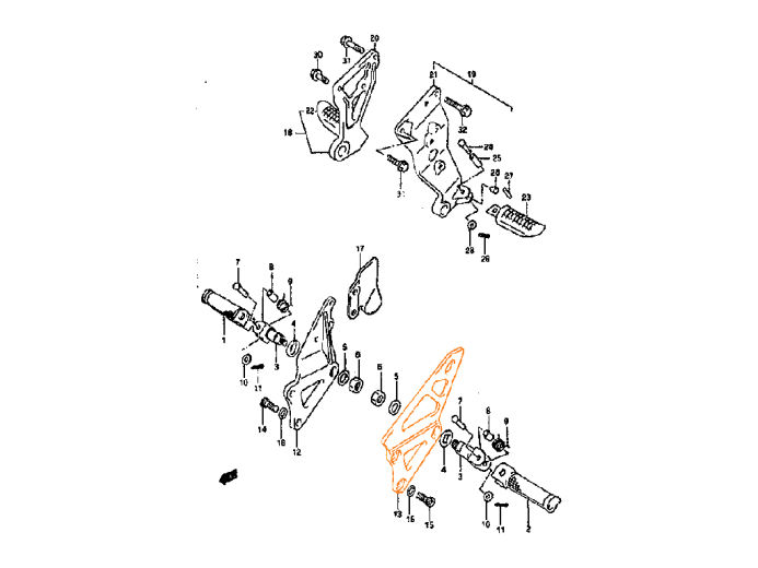 BRACKET STEP L/H GSX-R1100 43522-17D00