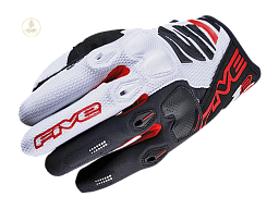 Мотоперчатки кроссовые FIVE E2 white/black/red 10/L