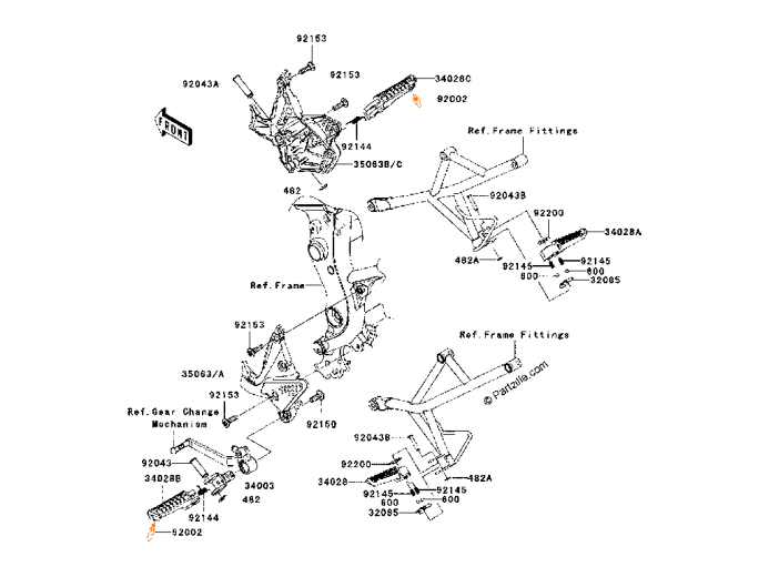 KAWASAKI Ограничитель передней подножки 92002-1742