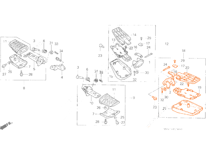 HONDA PC800 подножка задняя левая 50720-MR5-870ZD