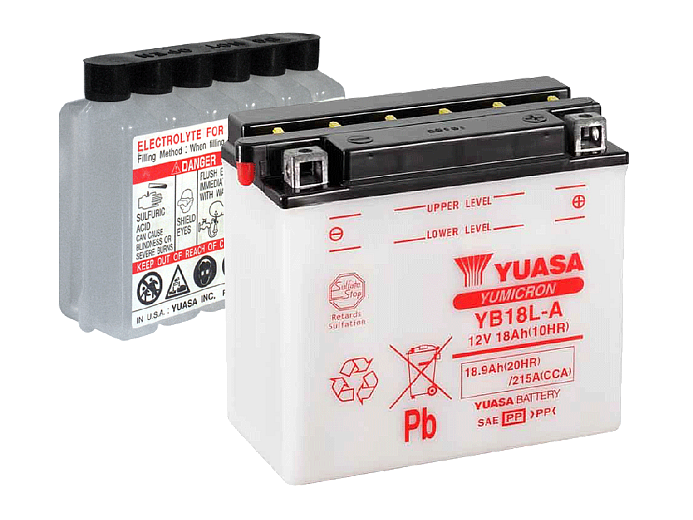 YUASA   Аккумулятор  YB18L-A с электролитом