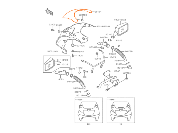 KAWASAKI ZX400 91-99 Ветровое стекло 39154-1118
