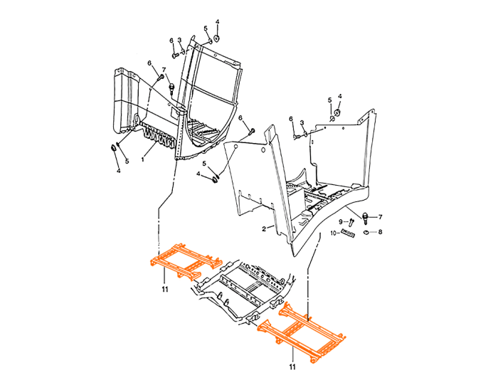 HISUN HS500ATV Front footrest bracket assy 5416A-107C-0000