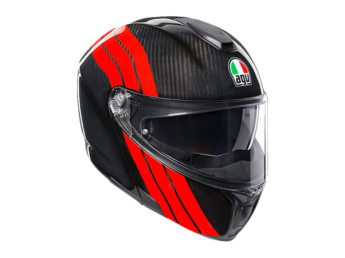 Мотошлем AGV SPORTMODULAR STRIPES CARBON/RED L