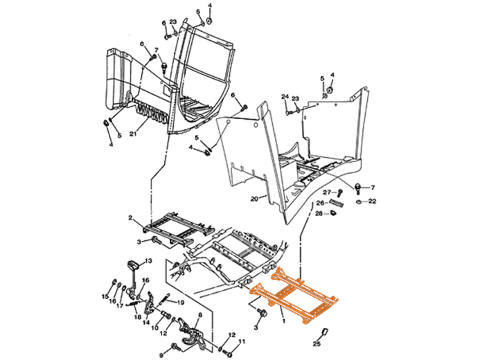 HISUN HS500ATV Подрамник подножки (R) 5413A-107D-0000