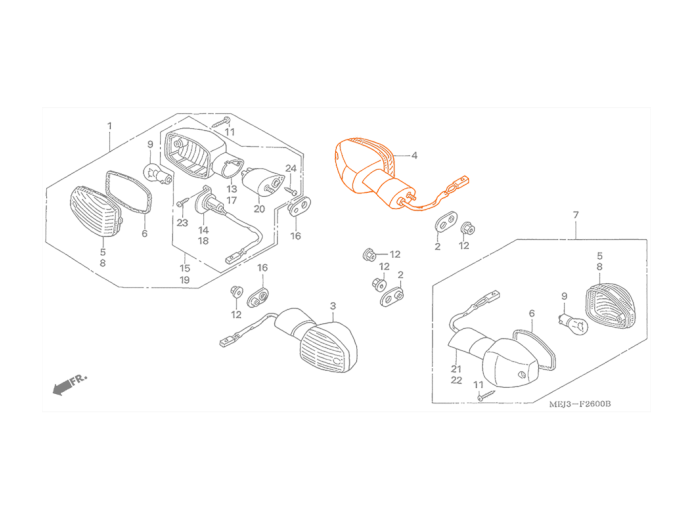 HONDA CB1300F 03-05 Поворотник задний правый 33600-MEJ-001
