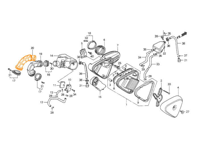 HONDA Патрубок воздушного фильтра левый 17259-MR1-300
