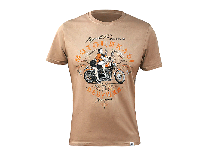 VolgaWear Футболка Мотоциклы и девушки беж. 2XL