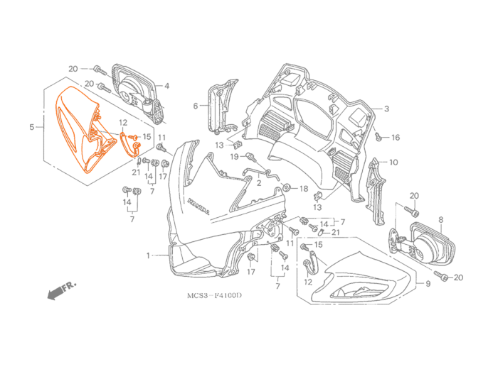 HONDA ST1300 Корпус зеркала правый 88111-MCS-G00ZB