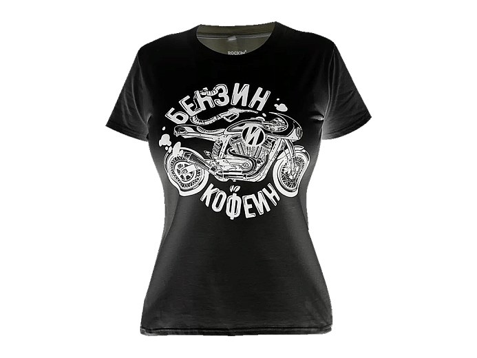 VolgaWear Футболка Бензин и кофеин женская черная S