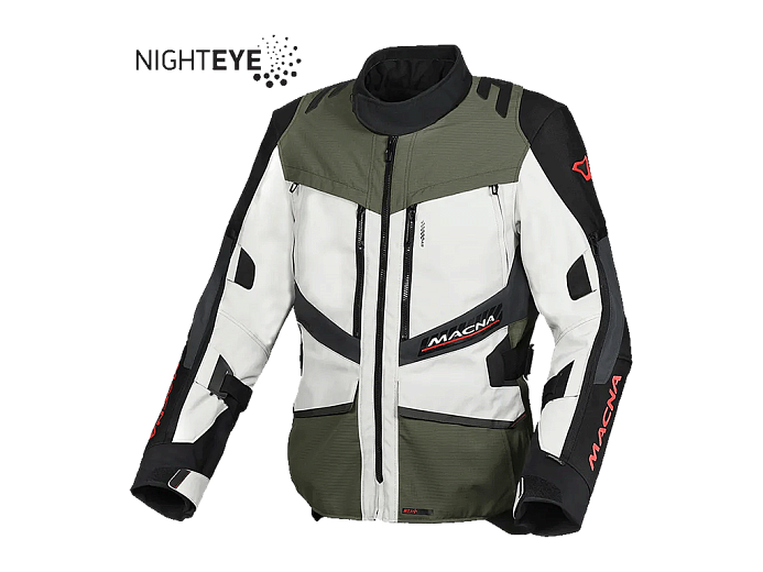Мотокуртка MACNA DOMANE ткань серая/зеленая XXL