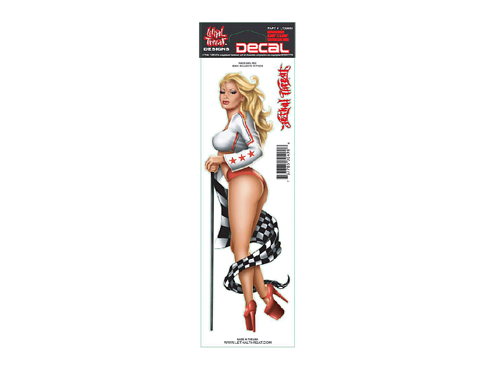 LETHAL THREAT Наклейка RACE GIRL RED 3*10IN